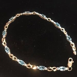 10k yellow gold oval topaz diamond link bracelet 7